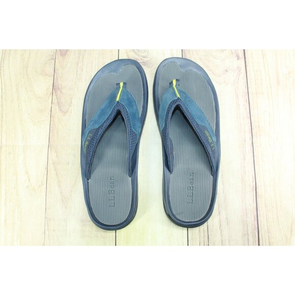 LL Bean Men's Blue Suede Perforated Cushioned Swift River Sport Flip-Flops 13 M - Picture 7 of 9